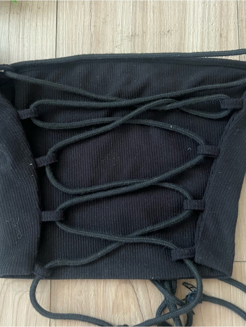 Black Off-Shoulder Lace-Up Back Top - Picture 4 of 7